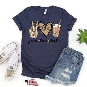 Peace Love Dunkin Donuts Coffee T-Shirt All Sizes